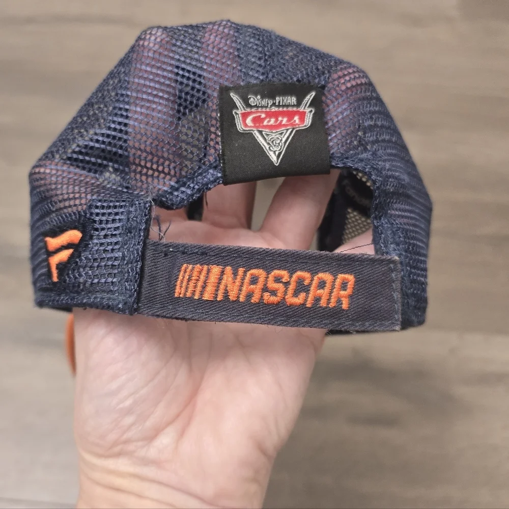 Dinoco Cars Nascar Disney Pixar Kids Velcro Hat Navy Orange Lightly Distressed